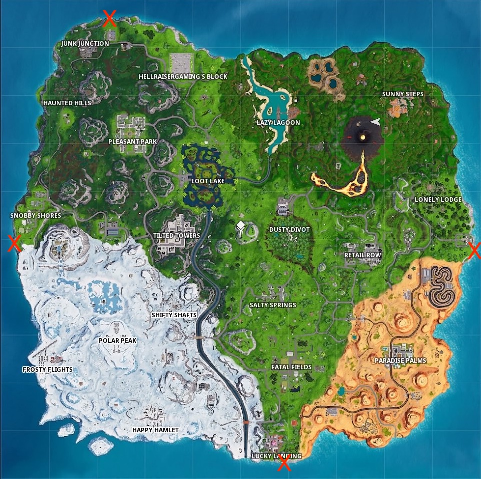 fortnite season 8 compass points map challenge