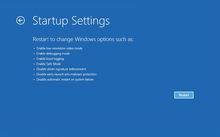 Windows 10 startup settings