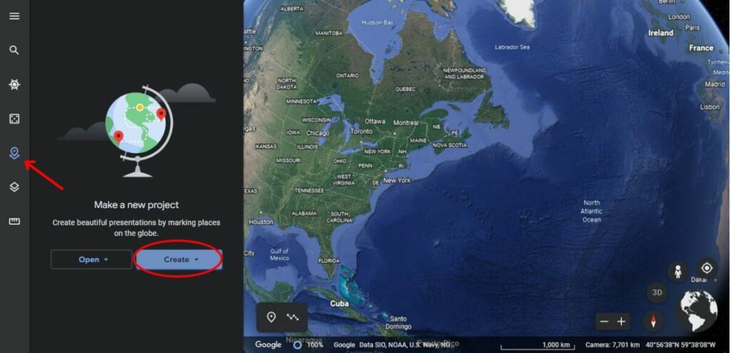 Make a new story in Google Earth
