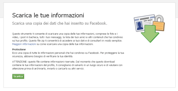 Facebook - scarica info