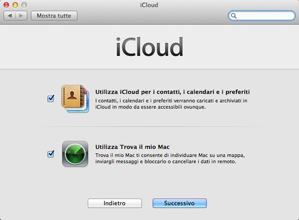 Setup di iCloud