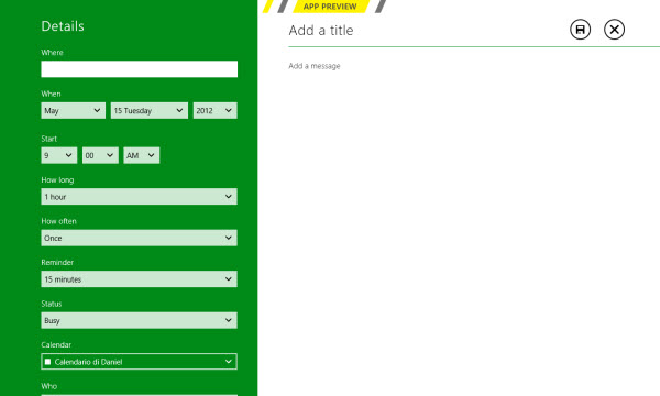 Calendar su Windows 8