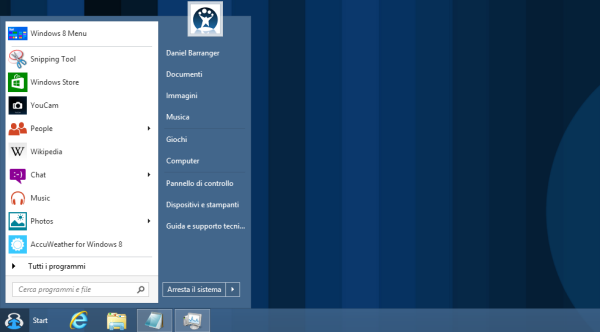Pulsante Start su Windows 8