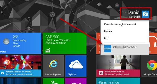 Cambia nome utente Windows 8 - Interfaccia Modern