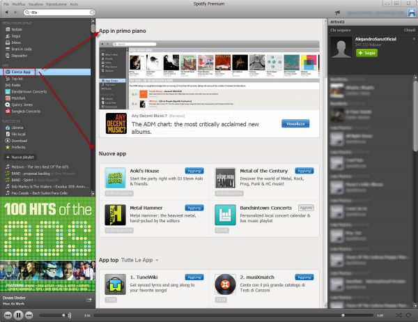 App Spotify - Overview pagina principale App Spotify - Overview pagina principale
