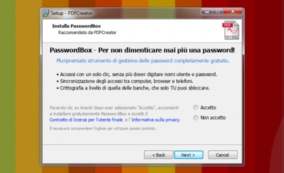 Software aggiuntivo un poco ingannevole