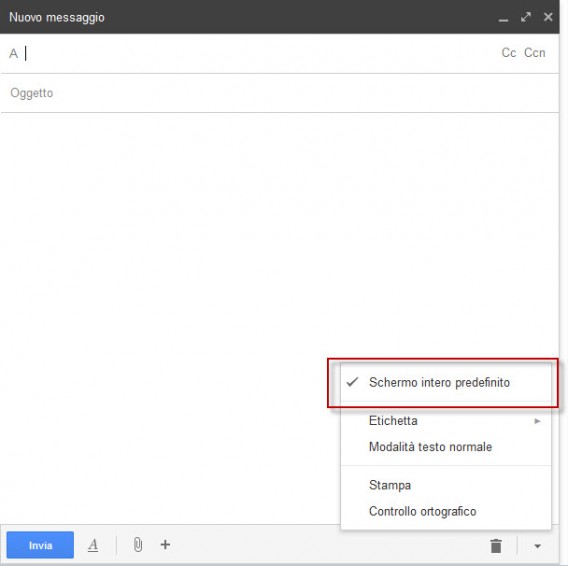 Schermo intero predefinito Schermo intero predefinito