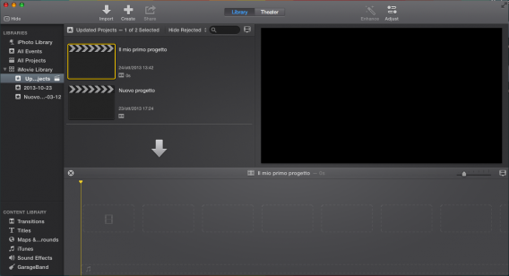 iMovie interface