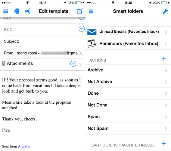 AltaMail - Edit template e smart folder AltaMail - Edit template e smart folder