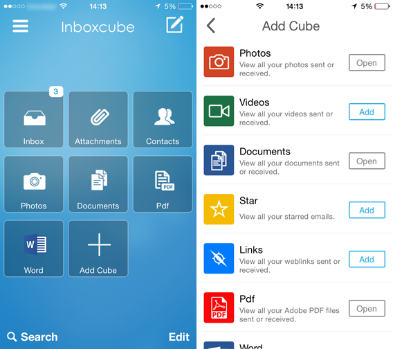 InboxCube - Home e aggiunta cubi InboxCube - Home e aggiunta cubi