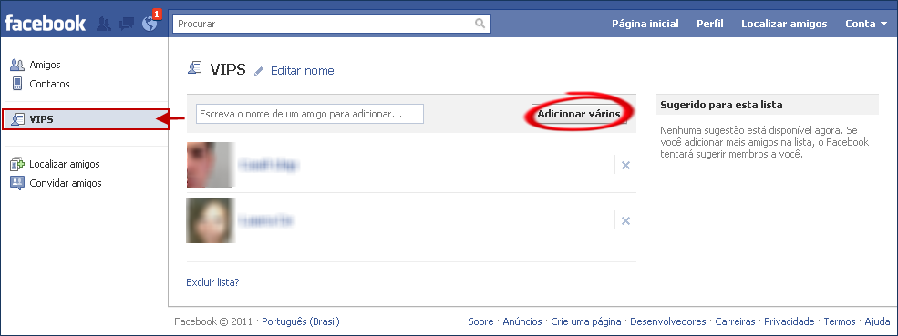 Criar lista de amigos Facebook 3