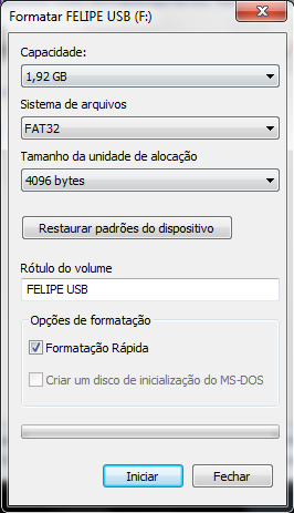 Formatar Pendrive