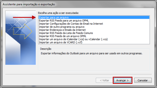 Exportar contatos do Outlook para o Gmail 3