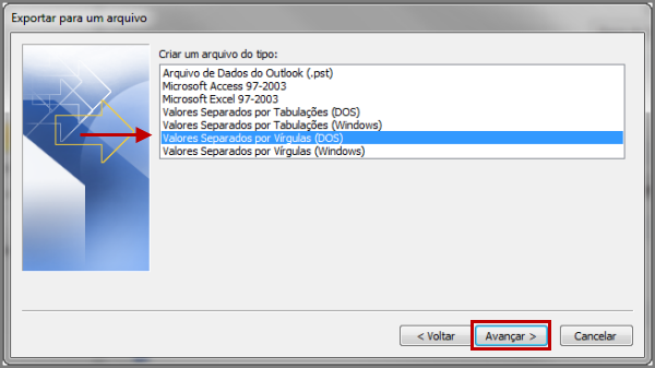 Exportar contatos do Outlook para o Gmail 4