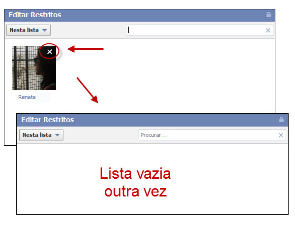 Facebook - tirar alguém da lista restrita
