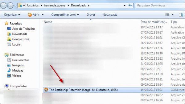 uTorrent - arquivo na pasta