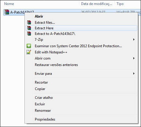 Descompactar o A-Patch