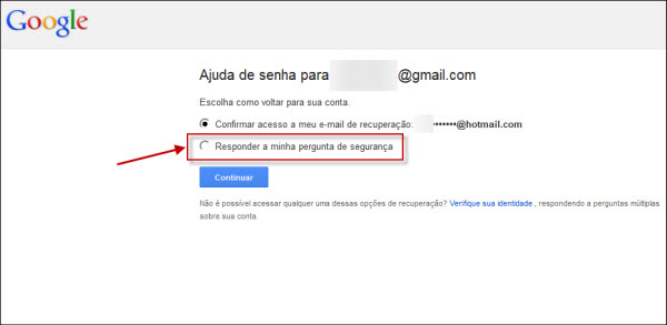 Gmail - pergunta de segurança