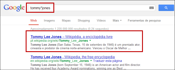 Busca curinga no Google