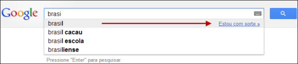 Estou com sorte na barra de buscas