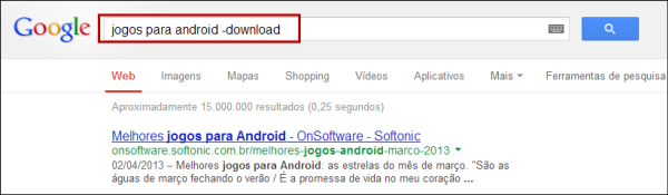 Excluir um termo na busca do Google