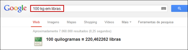 Google como conversor de unidades