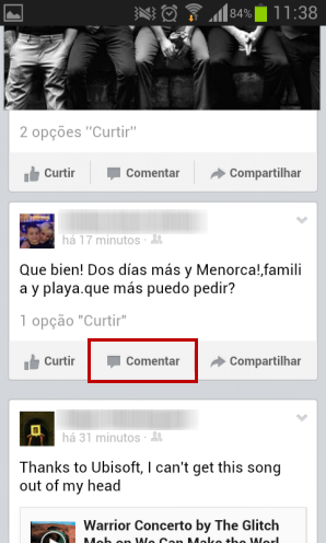 Comentar no Facebook para celular