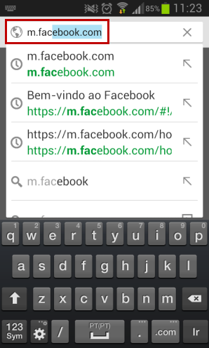 Facebook no browser do celular