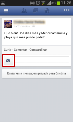 Inserir foto num comentário no Facebook para celular