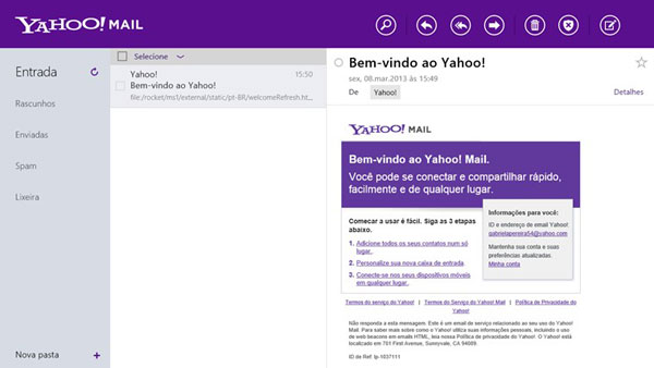 Novo Yahoo Mail! para Windows 8