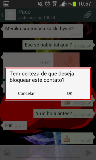 Confirmar bloqueio de contato no WhatsApp