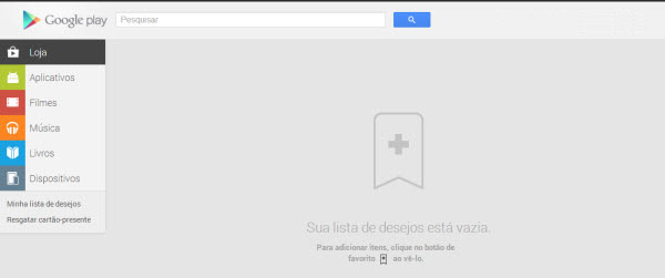 Google Play Store: lista de desejos