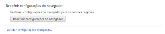 Botão Reset do Chrome restaura configurações originais do navegador