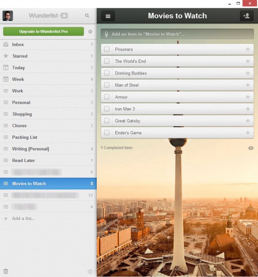 App Wunderlist para Chrome