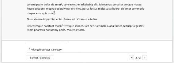 Notas de rodapé no Word Web App