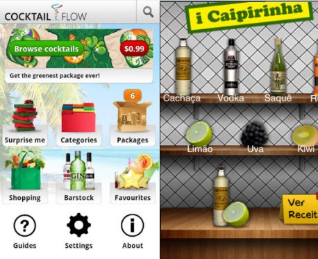 iCaipirinha e Cocktail Flow são boas opções para preparar bebidas
