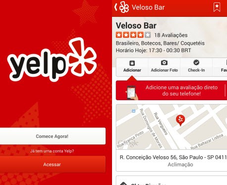 Yelp é uma boa opção para encontrar lugares interessantes