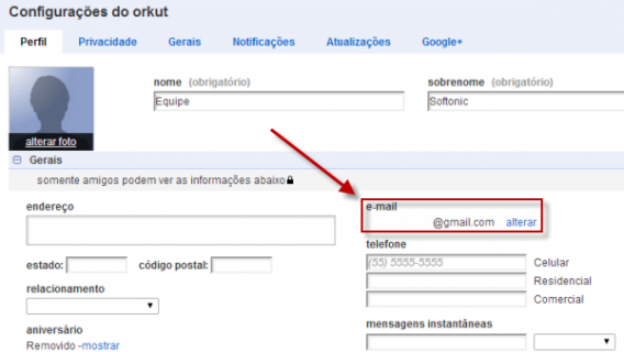 Certifique-se que o Orkut está associado a uma conta de Gmail Certifique-se que o Orkut está associado a uma conta de Gmail