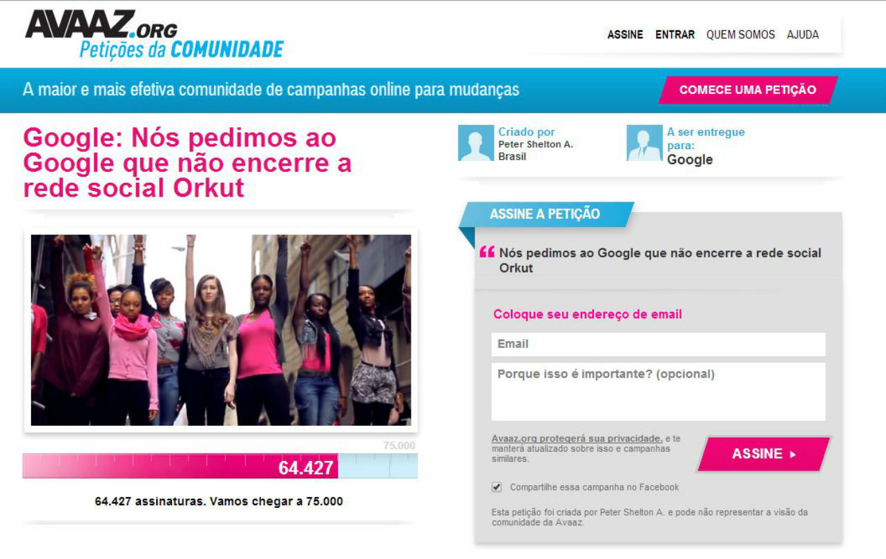 imagem do artigo: Orkut ganha abaixo-assina…