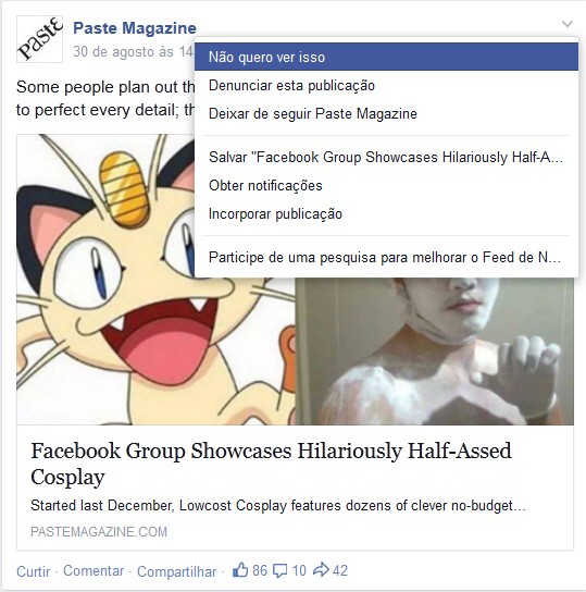 Posts podem ser rejeitados na linha do tempo Posts podem ser rejeitados na linha do tempo