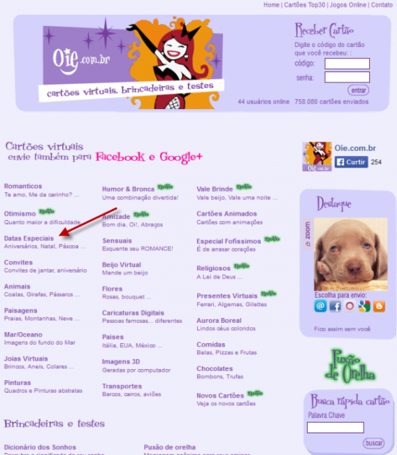 Entre na seção de Datas Especiais para encontrar os cartões de Natal