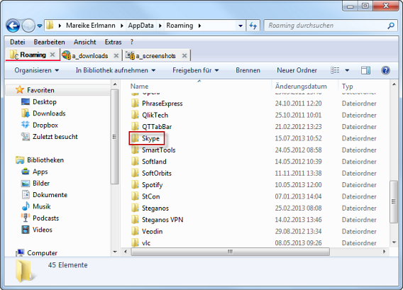 AppData Roaming Skype AppData Roaming Skype