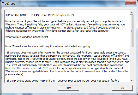 Instruções de emergência caso o computador não reinicie direito. Guarde-as