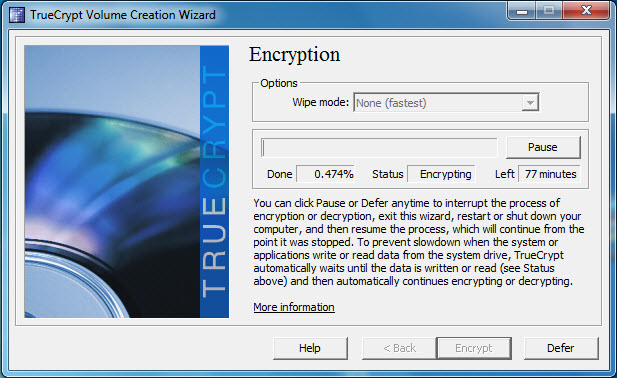 Processo de criptografia pode demorar mais de 2 horas, dependendo de quantos arquivos há no PC