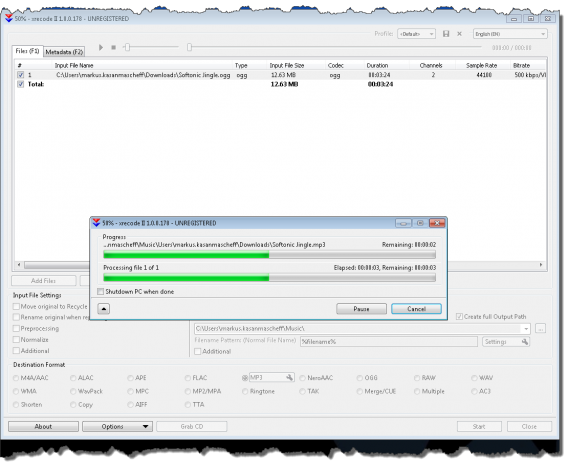 xrecodeII: Ogg to Mp3 6