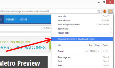 Windos 8 mode in Chrome 32