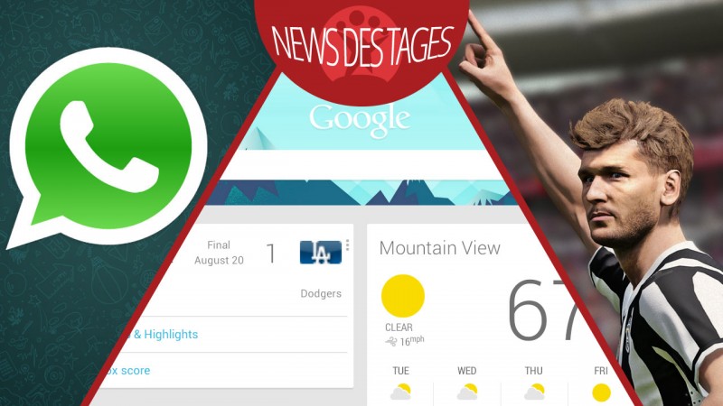 News des Tages: Pro Evolution Soccer 2015, OK Google für Android, WhatsApp für Windows Phone