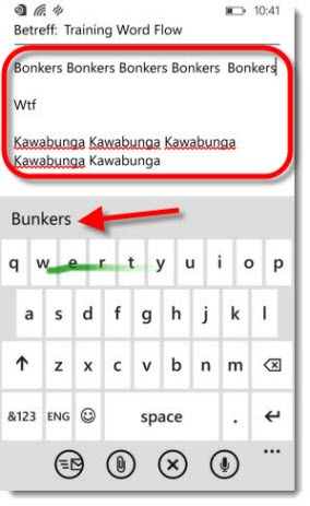 windows phone 8.1 word flow keyboard add words 01