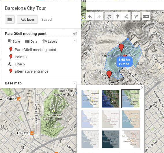 Google My Maps Change base map style