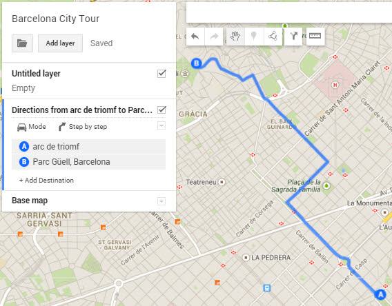 Google My Maps add directions example